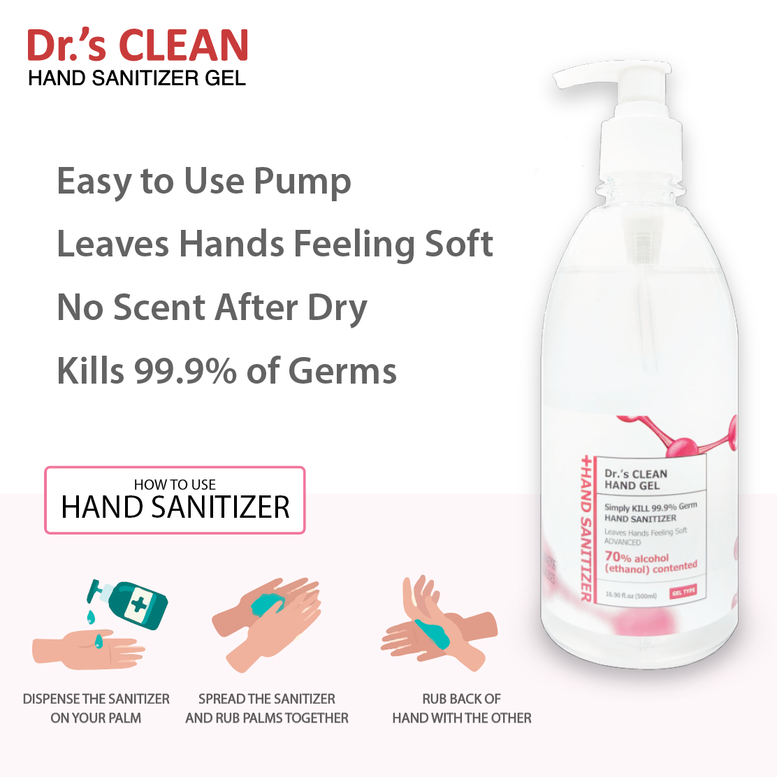 Dr.'s Clean Sanitizer 70% Alcohol - 500ml